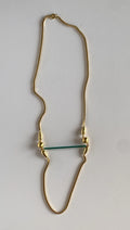 DESIREE Teal Glass Bar Box Chain Necklace