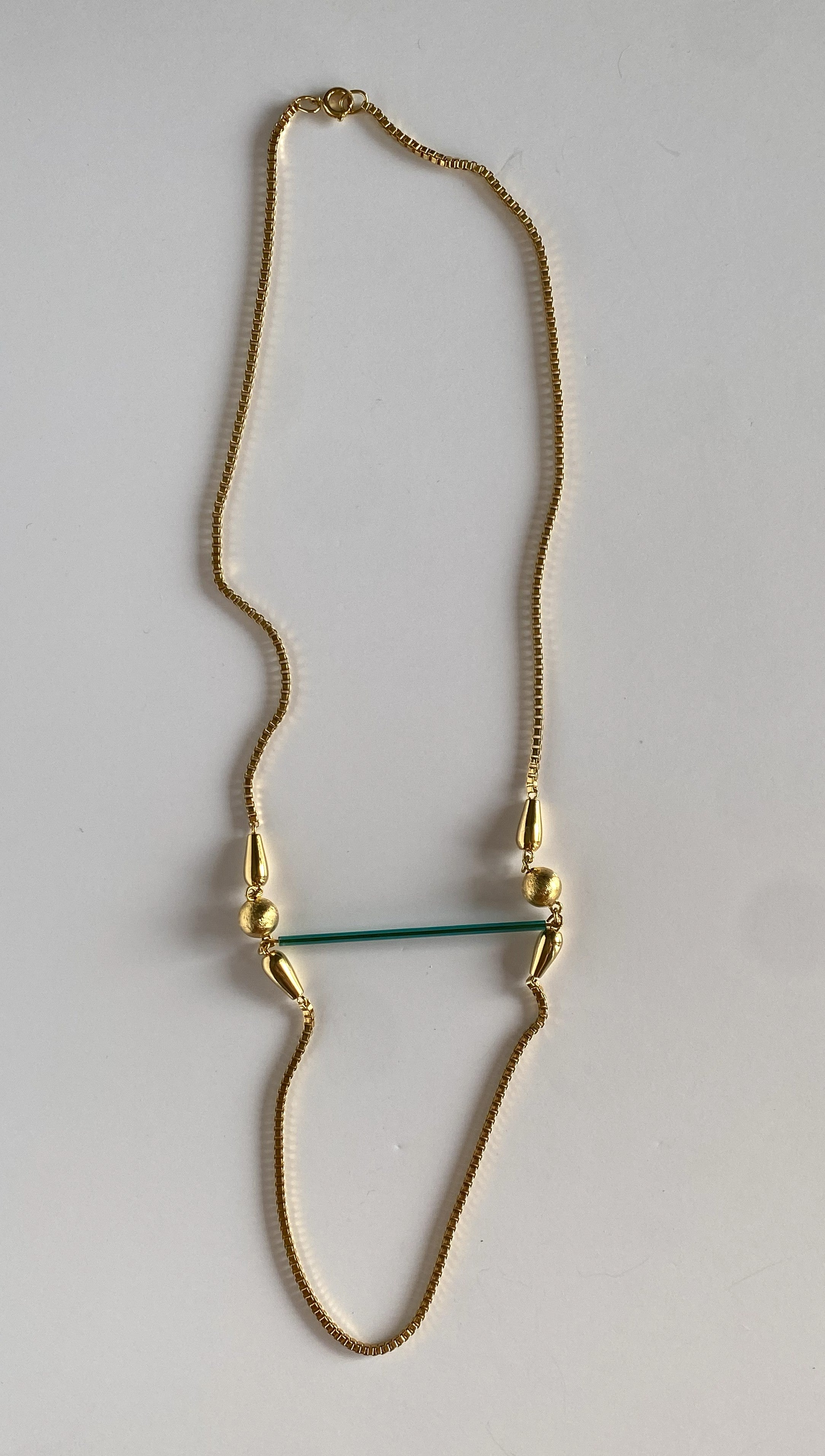 DESIREE Teal Glass Bar Box Chain Necklace