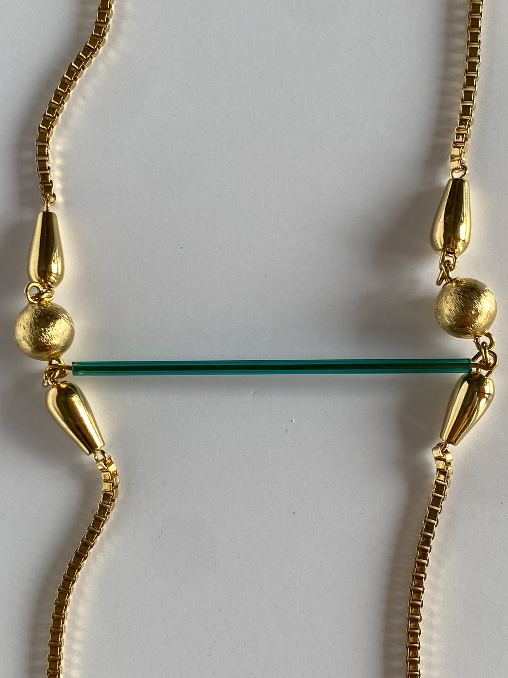 DESIREE Teal Glass Bar Box Chain Necklace