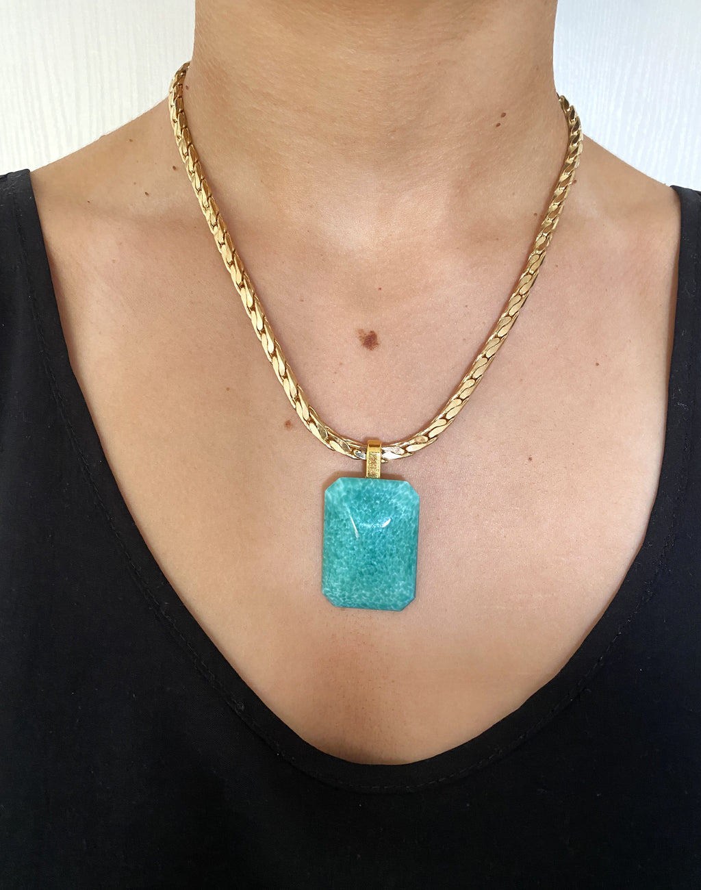 TRINA teal pendant necklace