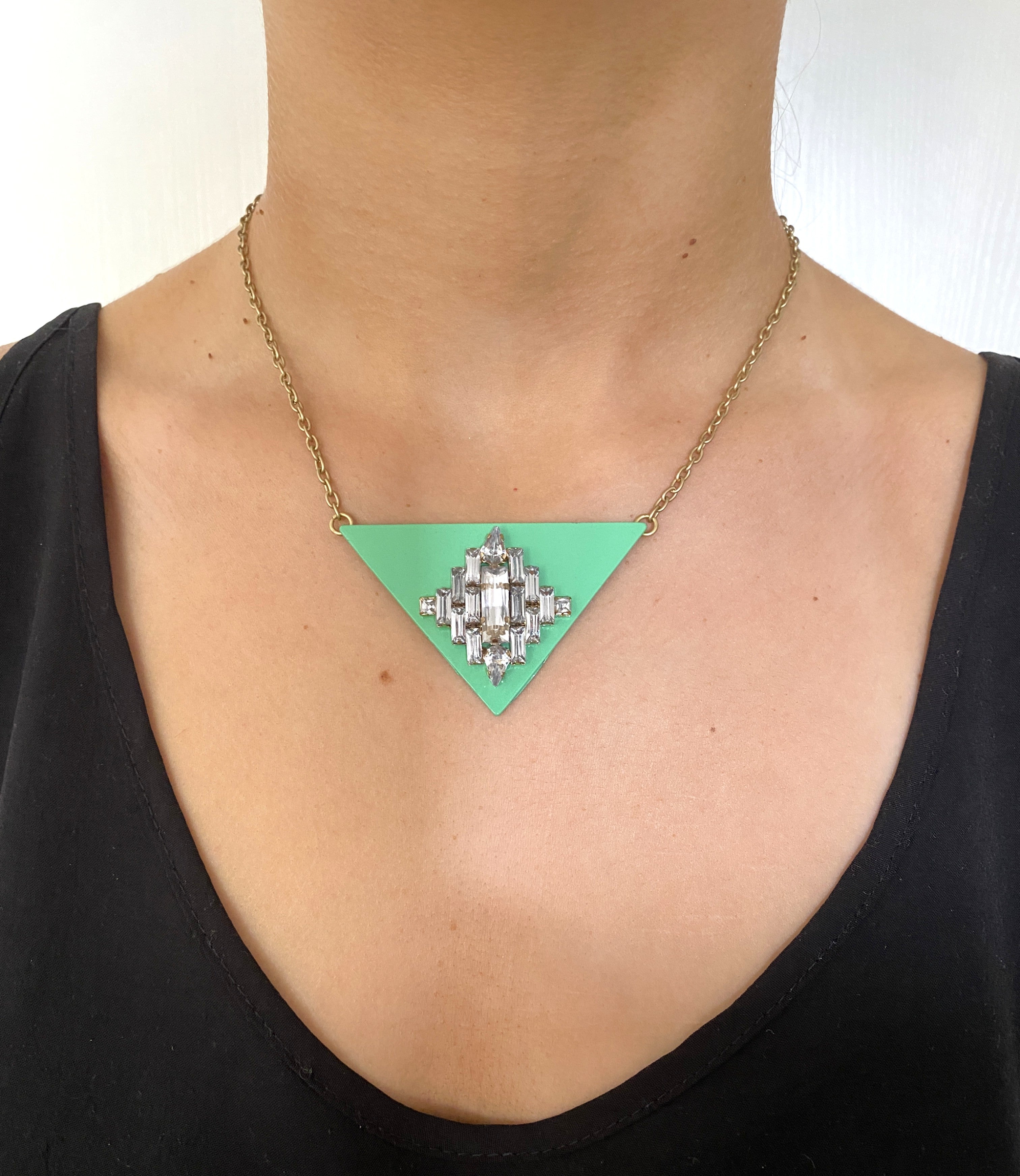 MARNIE Rhinestone and Seagreen Adjustable Necklace