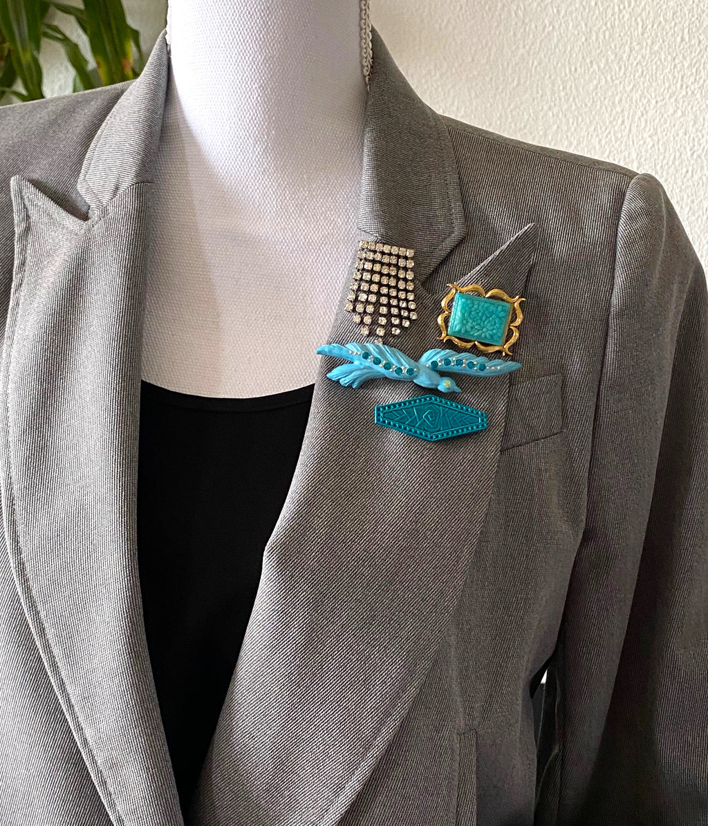 HAZEL Blue Bird Brooch